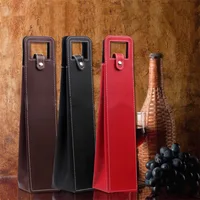PU Leather wine or champagne bottle gift bags tote travel bag leather single wine bottle carrier bag Case Organizer wine bottle