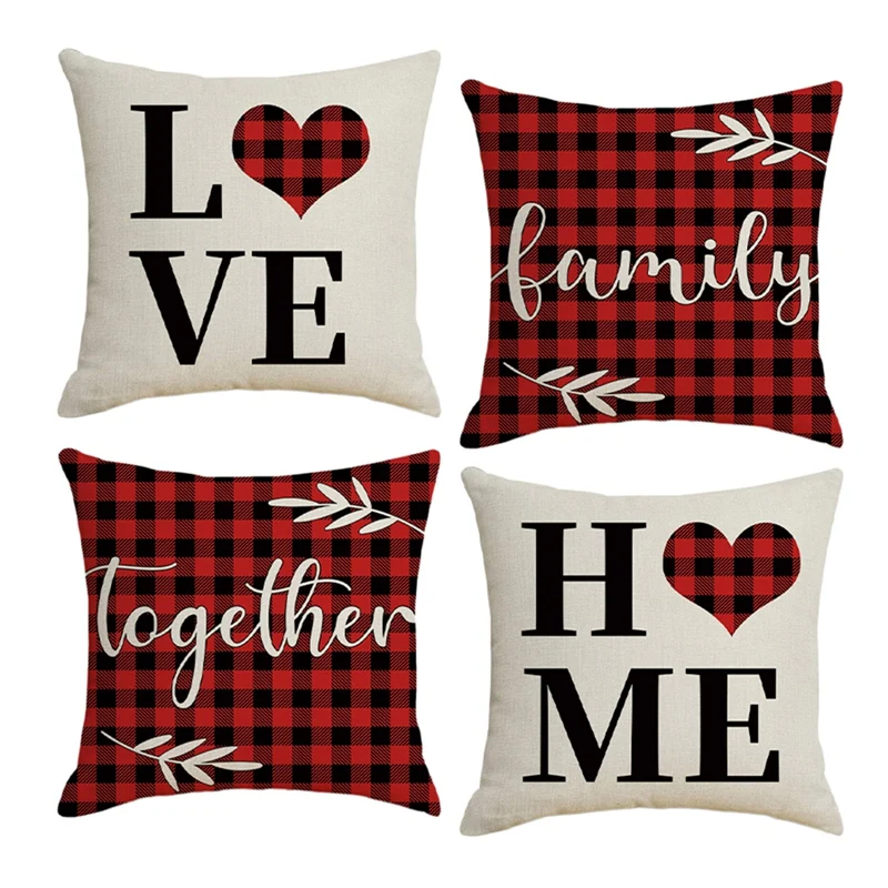 

LBER Valentine's Day Decoration Sofa Cushion Cover Bed Pillow Case Car Cushion Cover Couple Imitation Flax Pillowcase