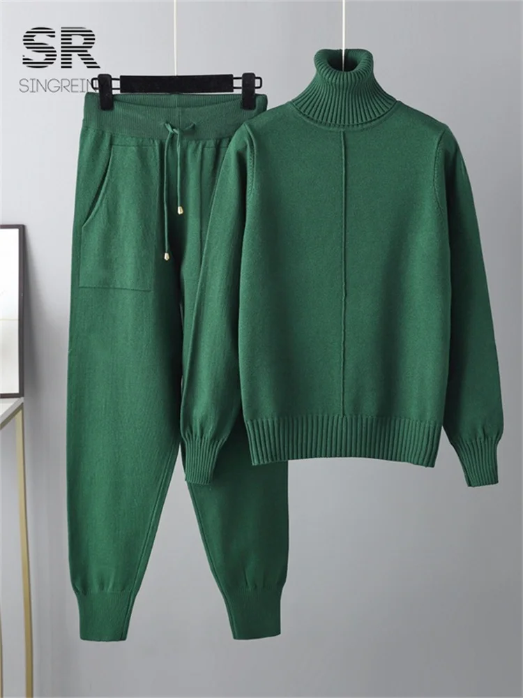 Женский Повседневный теплый свитер SINGREINY вязаная блузка с высоким воротником и