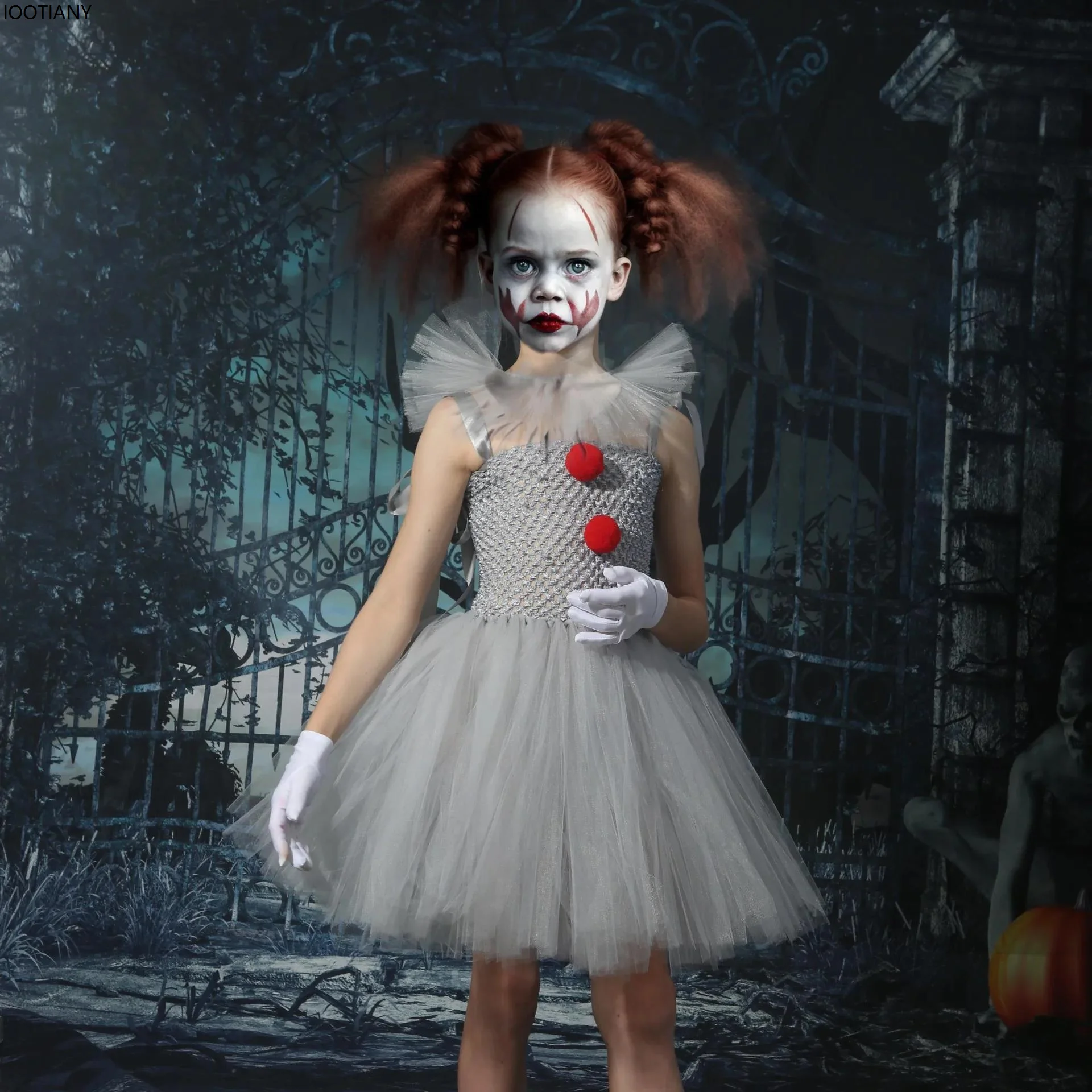 Джокер Pennywise Girls платье с пачкой из сетки Страшный фотографический набор Детские