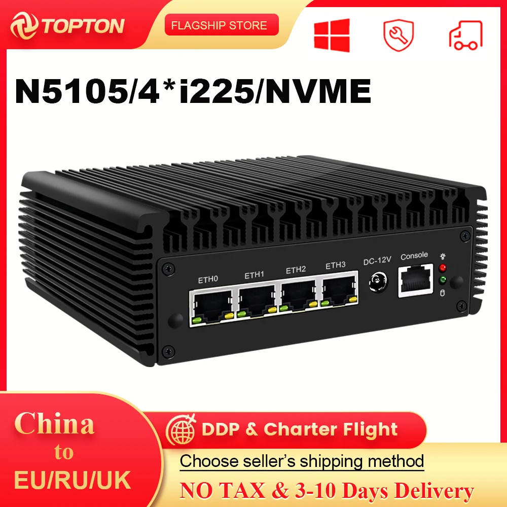 2022 New 2.5G 4 Intel i225 2500M Nics Mini Router Celeron N5105 4 Core VGA pfSense Firewall PC VPN Gateway Server Proxmox OPNsen