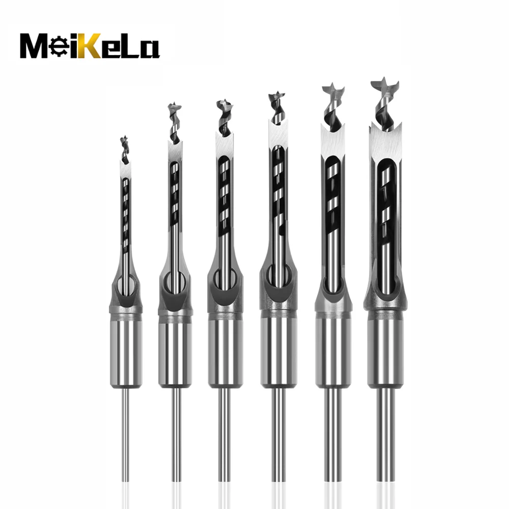 Meikela 1pc HSS Square Hole Saw Mortise Chisel Wood Drill Bit with Twist Drill