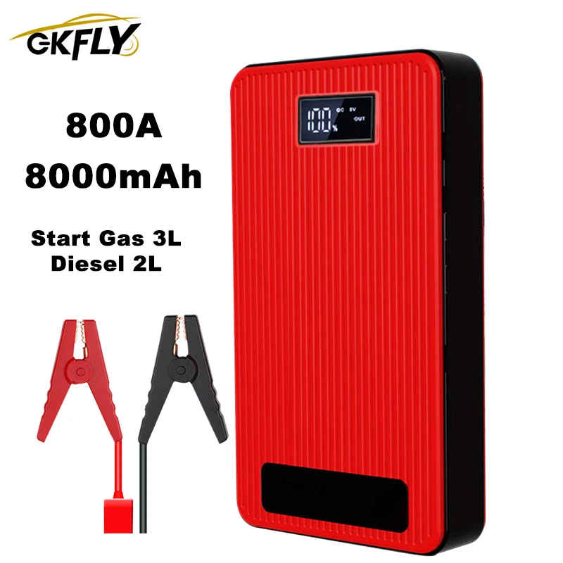 

GKFLY 8000mah Car Jump Starter Portable Car Battery Booster Charger 12V Starting Device Petrol Diesel Car Emergency Booster
