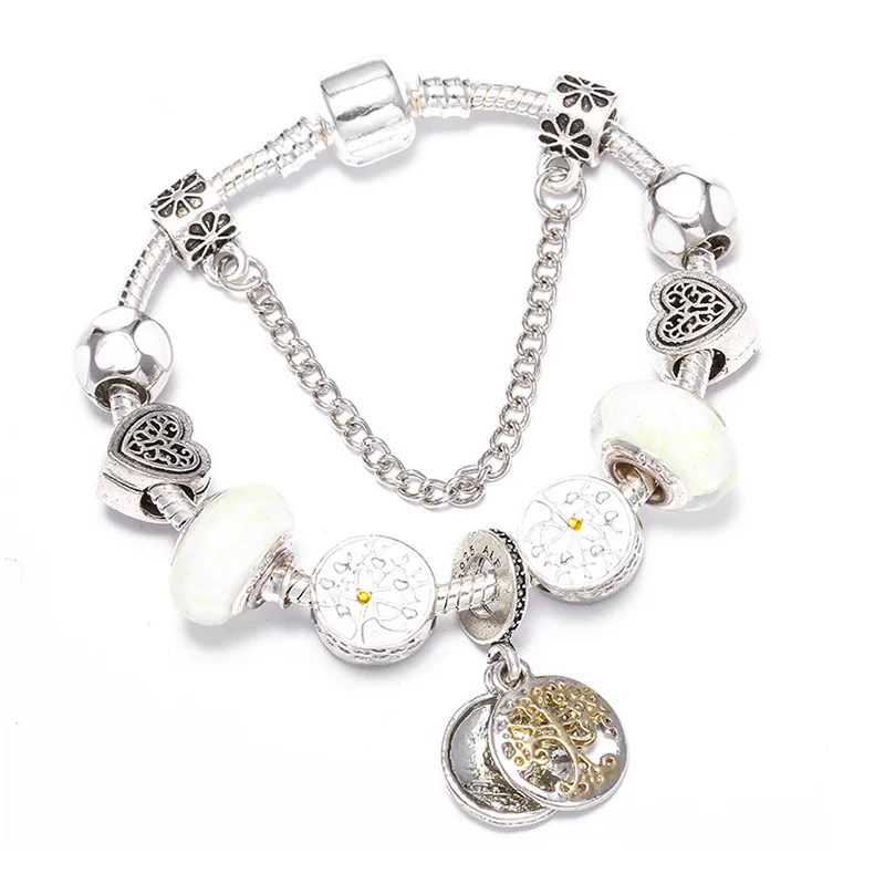 Boosbiy Европейский стиль Браслет и браслет с кристаллами любви цветочными бусинами