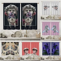 sculpture aesthetics 3d digital printing curtain kitchen short window curtains 2 panels