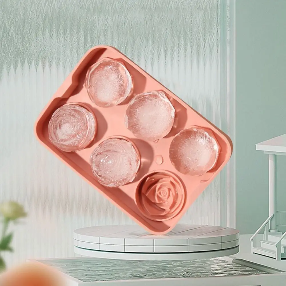 

6 Grids Silicone Ice Cube Form Rose Shape Icecream Mold Freezer Cream Ball Maker Reusable Whiskey Cocktail Mould Bar Tools