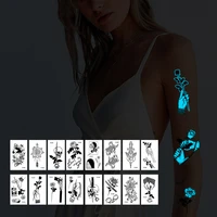 disposable tattoo luminous blue music festival party flower pattern luminous tattoo sticker