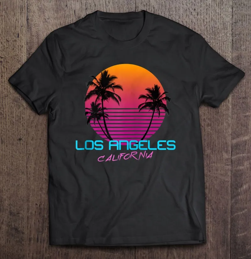 

Футболка с принтом Лос-Анджелеса, Калифорния, ретро, закат, на молнии, для мужчин, футболки с графическим рисунком, футболки для женщин, манга...