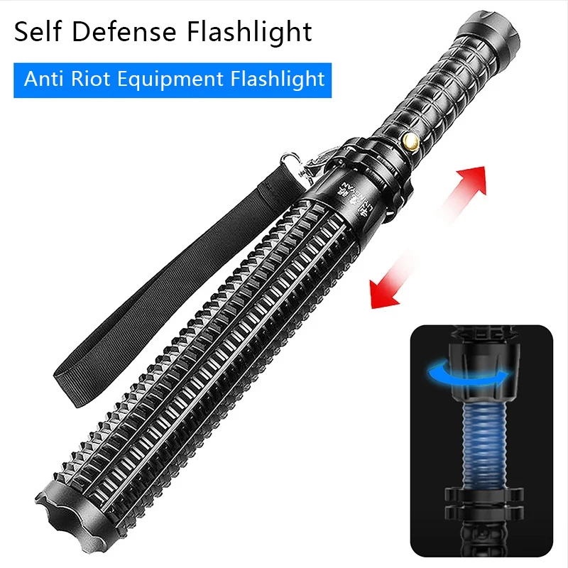 Mace Flashlight Strong Light Flashlight Self-Defense Stick Waterproof Can Focus Emergency Self-Defense Anti-Riot Flashlight enlarge