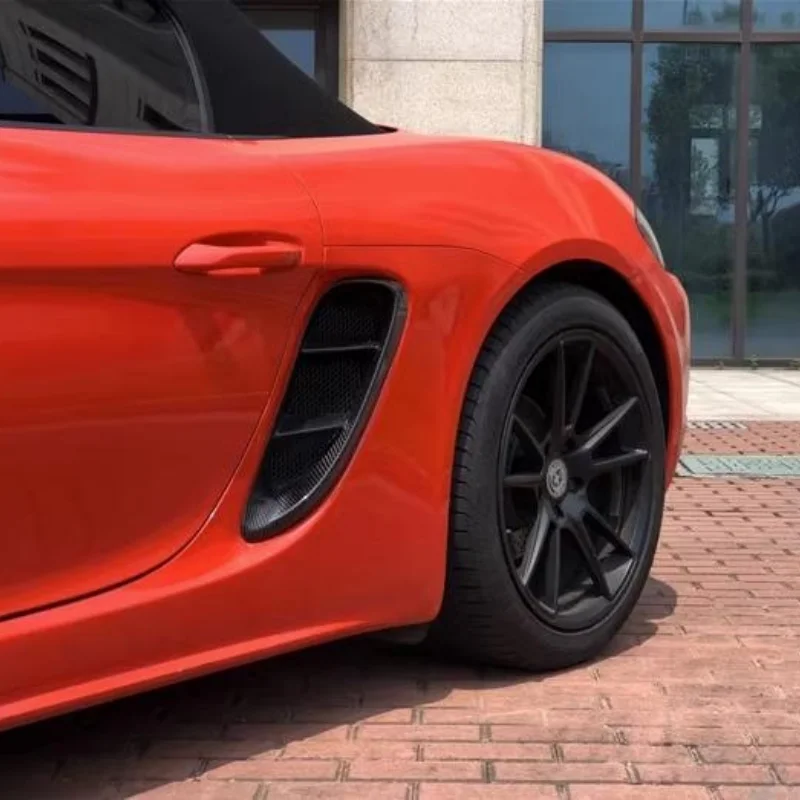 Для Porsche 718 Boxster Cayman 2016-2021 ventiventilasi udara Fender sisi serat karbon asli Mobil Trim