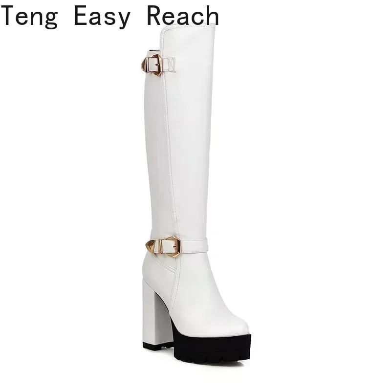 Женские высокие ботинки 34-39 готическая обувь женские белые на высоком каблуке