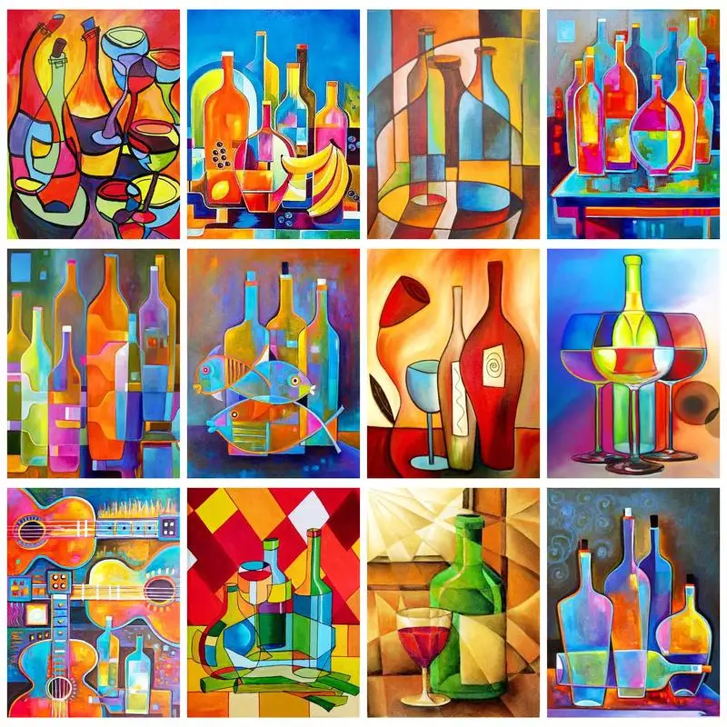 

CHENISTORY 40x50cm Paint By Numbers Colorful Abstract Wine For Adults Kids Picture Drawing On Canvas Adults Crafts Wall Art Gift
