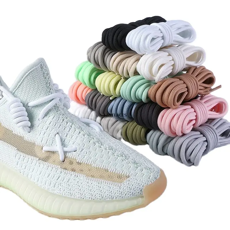 Новинка 2023, круглые однотонные классические ботинки Yezy Sports Martin, кружевные кроссовки, шнурки для обуви, 20 цветов, 1 пара
