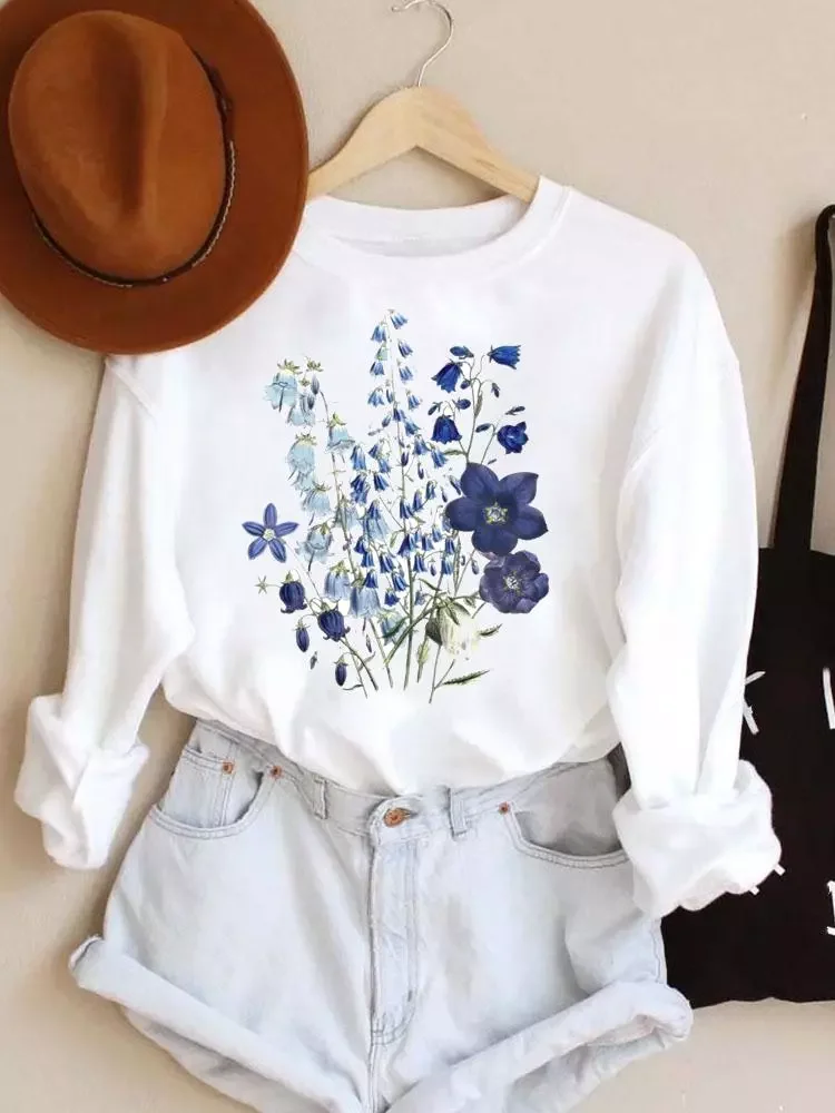 

New2022 New 90s Flower Ladies Womens Pullovers Clothing Hoodies Spring Autumn Winter Woman Female Fashion Casual Sweatshirts