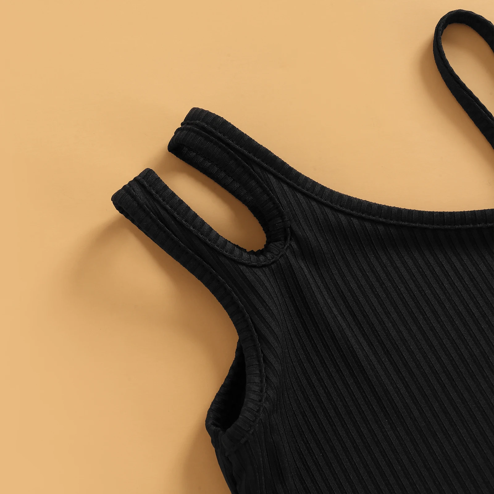 Детское платье без рукавов для маленьких девочек однотонное с косым плечом в