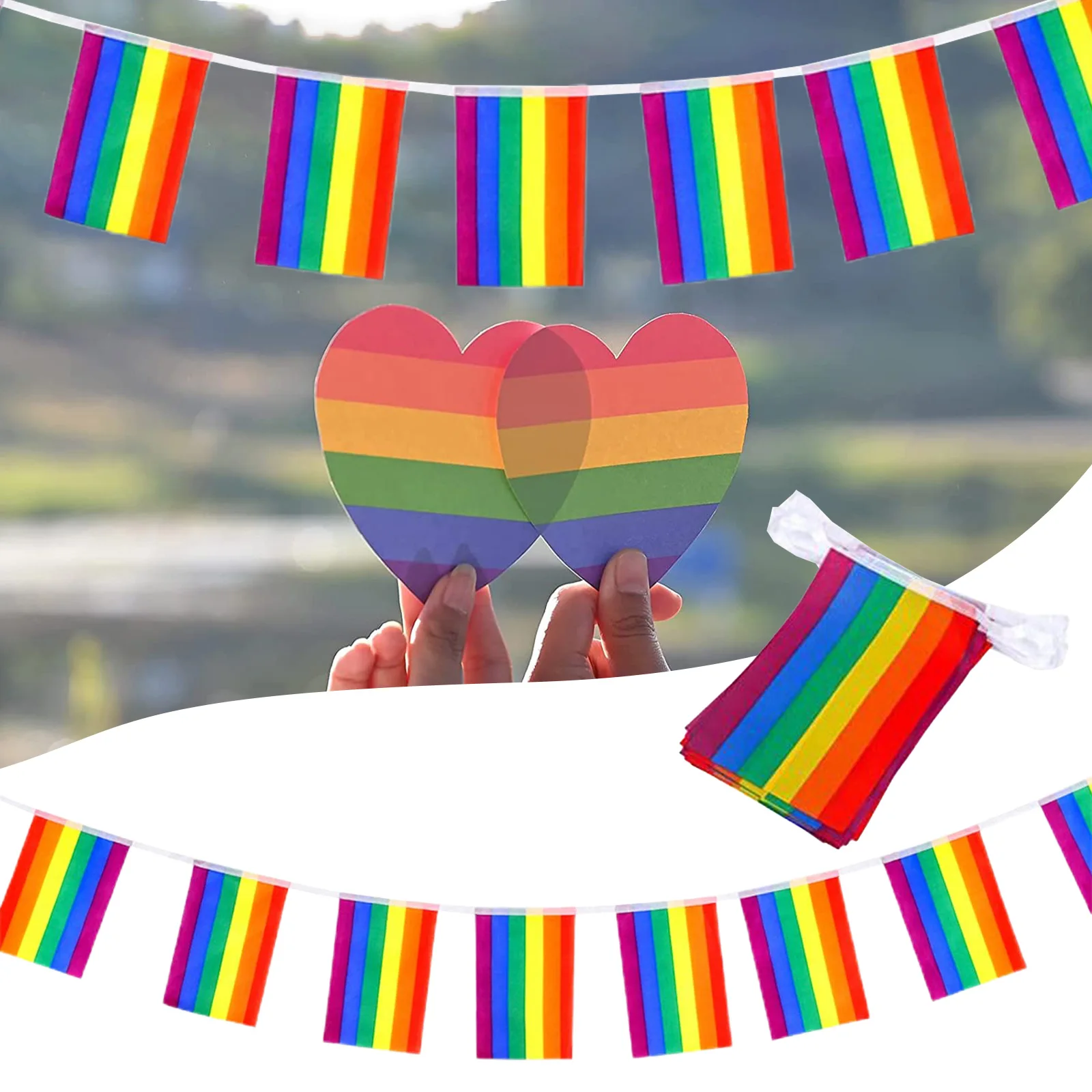 

2pcs Pride String Flag Banner Rainbow Bunting Pride Parade Festival Party Flags Rectangular Design Garden Decoration