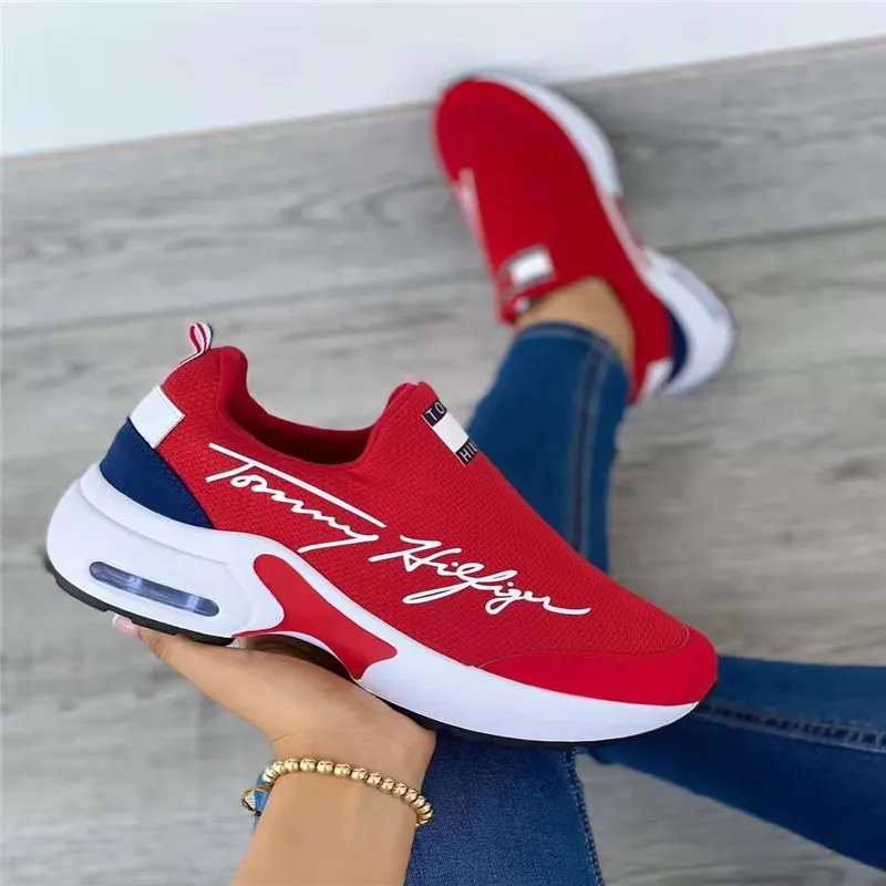 

2022 Women Fashion Vulcanized Sneakers Platform Solid Color Flats Ladies Shoes Casual Breathable Wedges Ladies Walking Sneakers