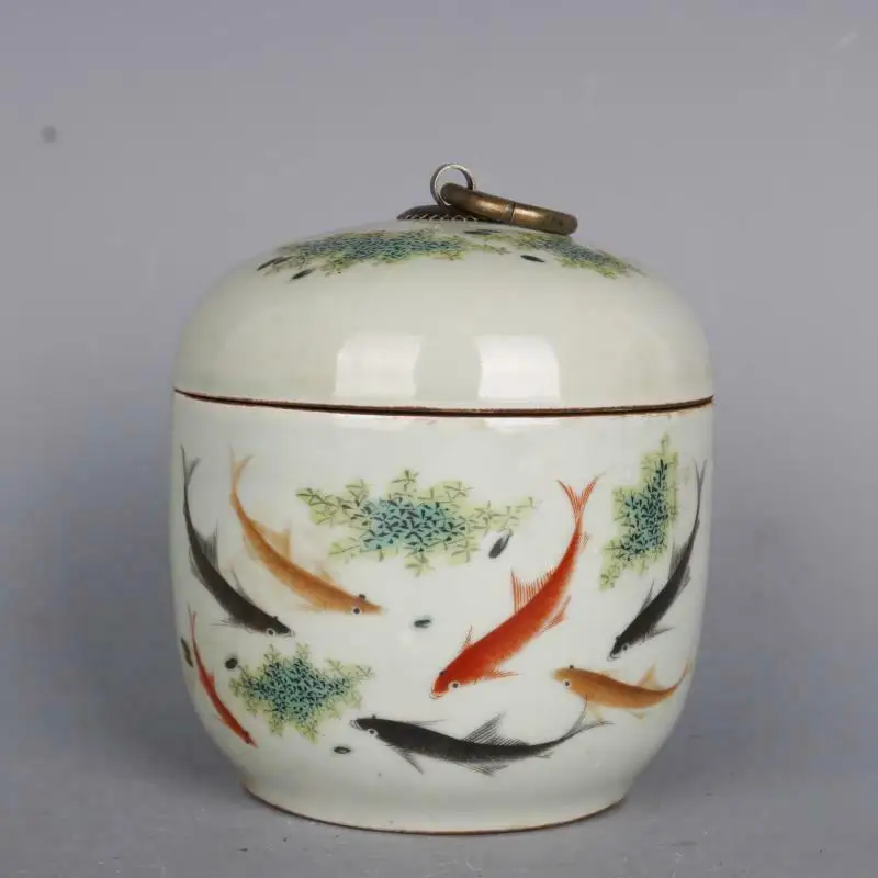 Китайский фарфоровый горшок с розами Qing Tongzhi Koi, карп, чай для рыбы, 4,92 дюймов
