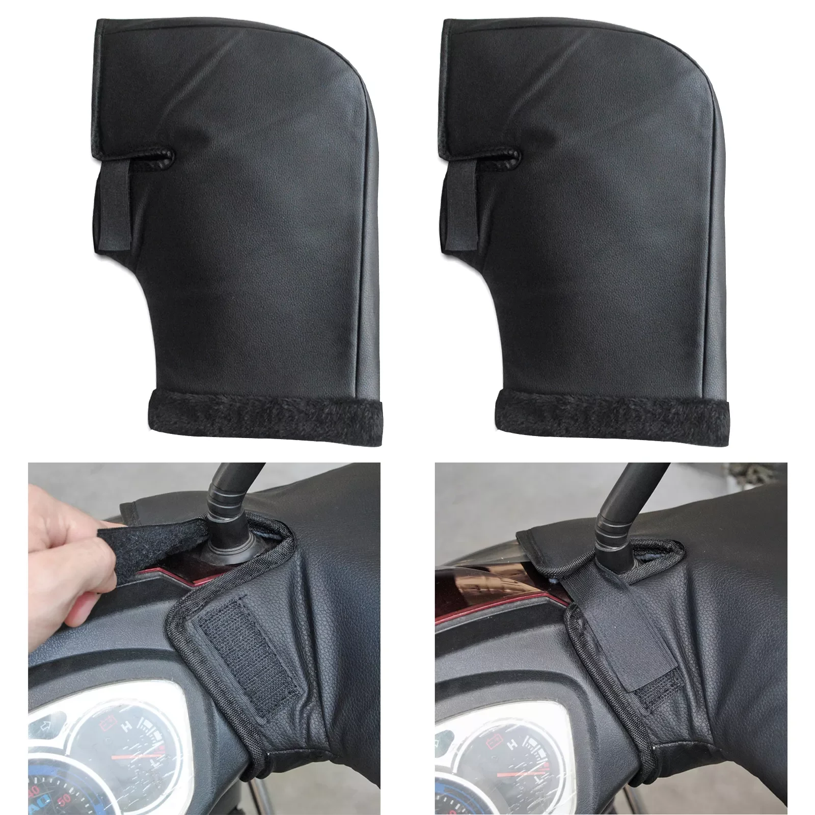 

Ветрозащитные зимние толстые теплые заглушки на руль мотоцикла из искусственной кожи с тепловым покрытием Универсальные перчатки для мото...