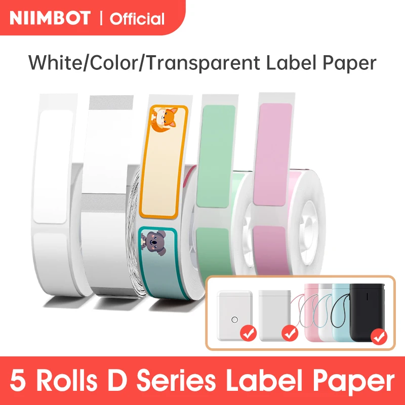 

Niimbot D11/D110/D101 Pure Color Label Barcode Price White Labels Waterproof Oil-proof Tear Resistant Transparent Clear Sticker