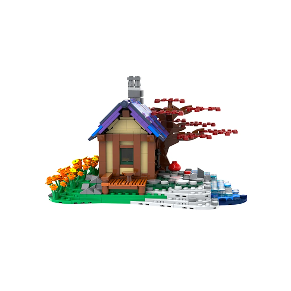 

MOC House Sea Seagull Holiday Cottage Cabin Building Block Bricks Sets Design Model DIY Street Child Education Toys Gifts
