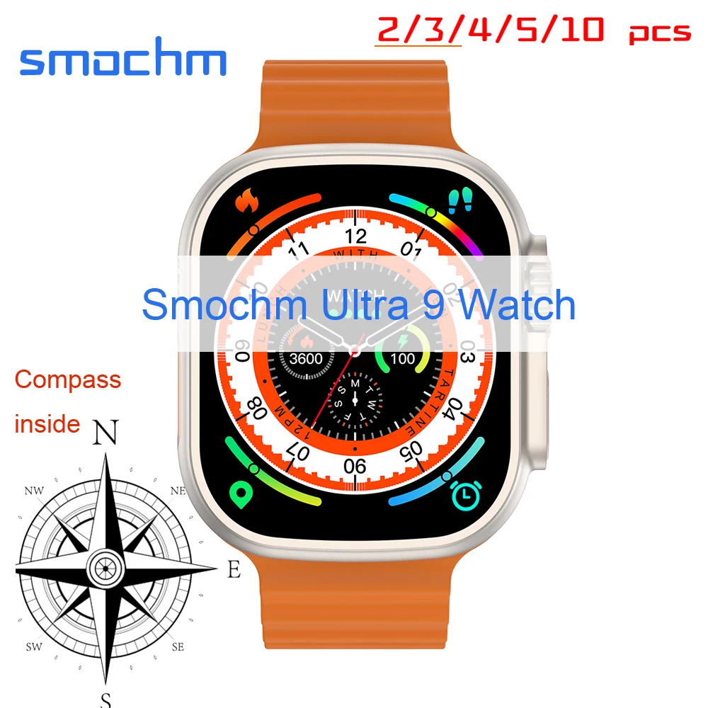 

2/ 3/ 4/ 5/10 Pieces /Lot Smochm IWO Ultra 9 U9 Smart Watch 2.2 Big Screen 49MM Series 9 NFC Wireless Charger Bluetooth Calling