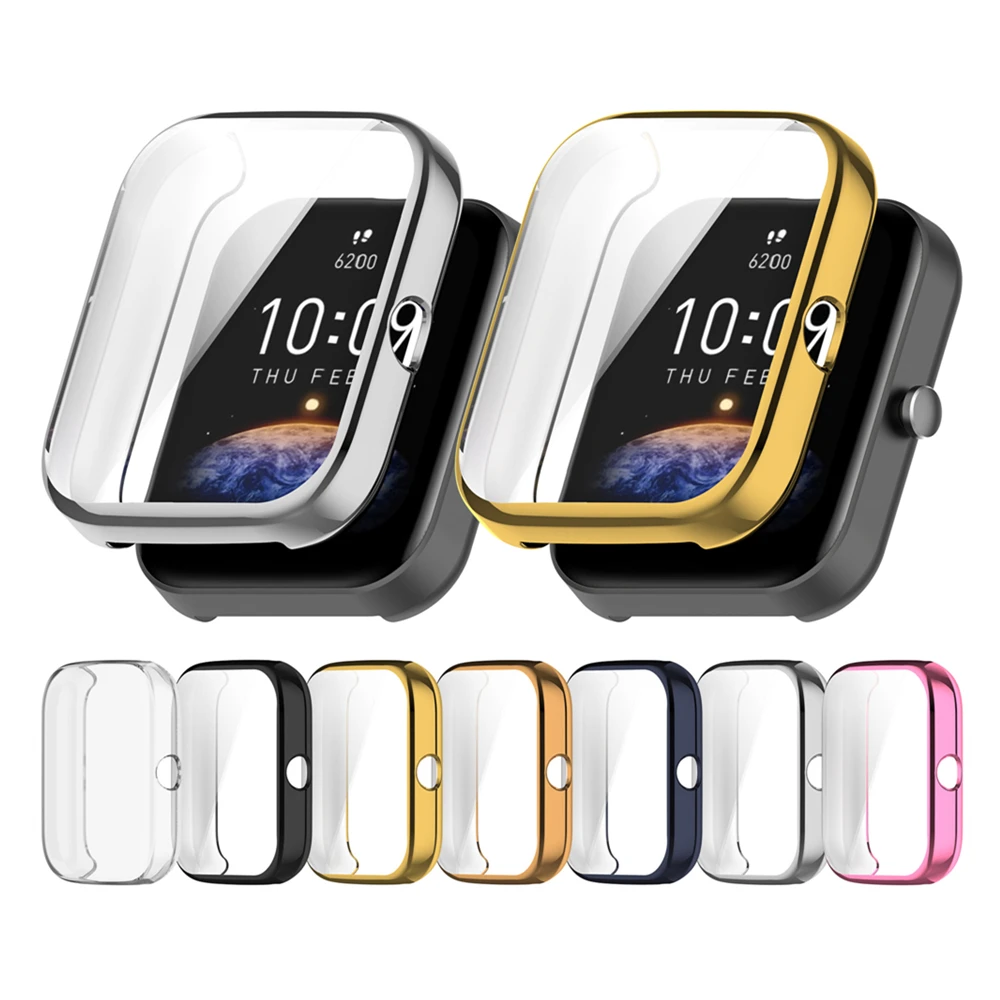 

Cover Shell For Huami AMAZFIT Bip 3 & Bip3 Pro Screen Protector Plating TPU Scratch-Resist Full Case Frame Protective