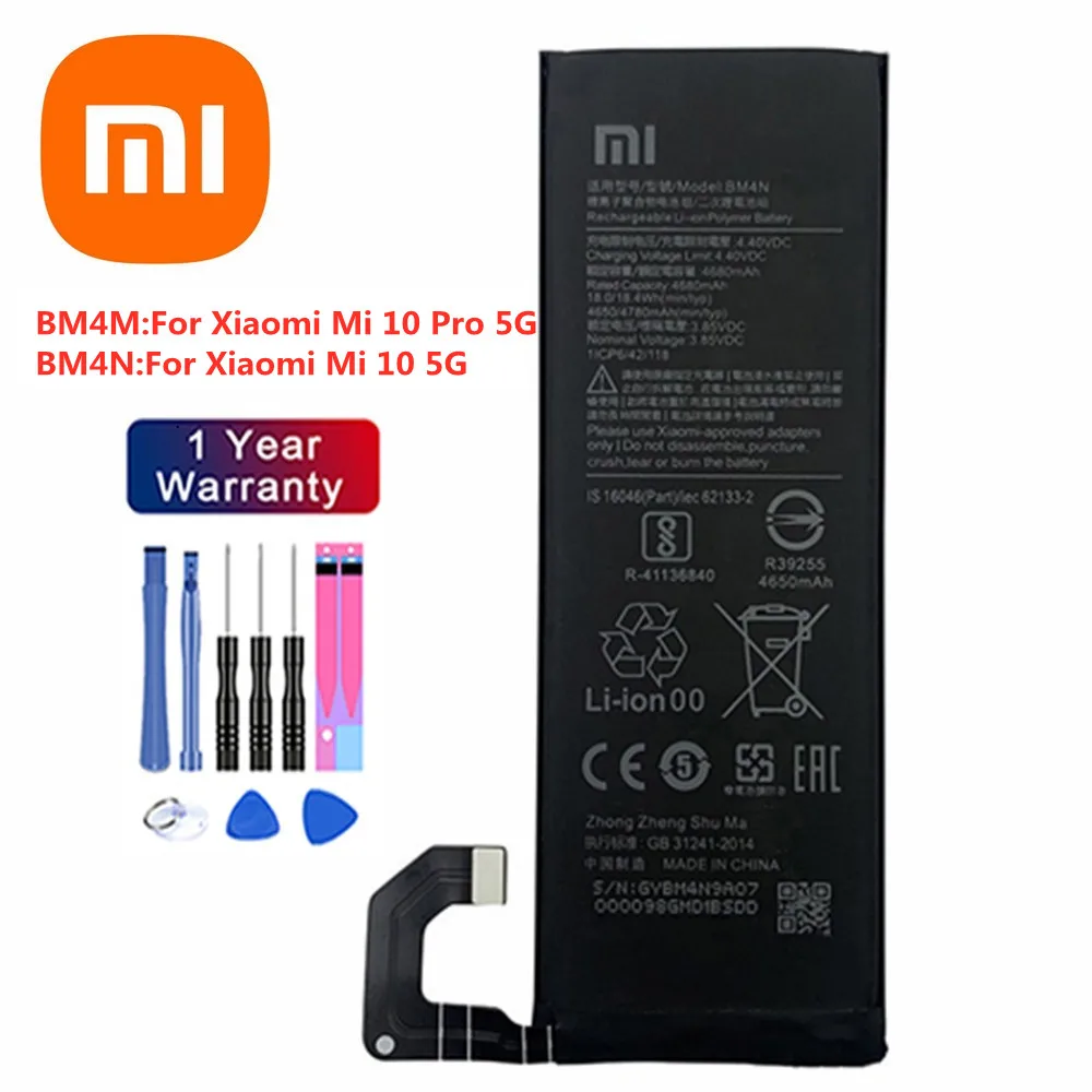 

BM4M BM4N Xiao mi Original Battery For Xiaomi Mi 10 / Mi 10 Pro 5G Mi10 Pro 5G Version High Quality Mobile Phone Battery + Tools