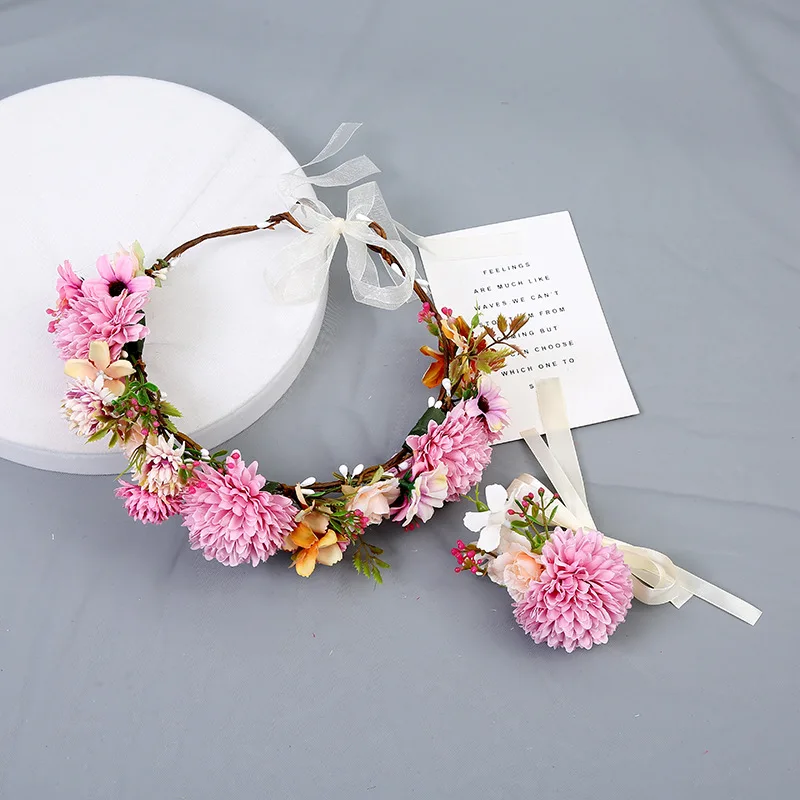 

Fashion Beautiful Wedding Bridal Flower Tiara Wreath Coroa Headbands Floral Bride Garland Crowns Beach Wreath Prom Headdress