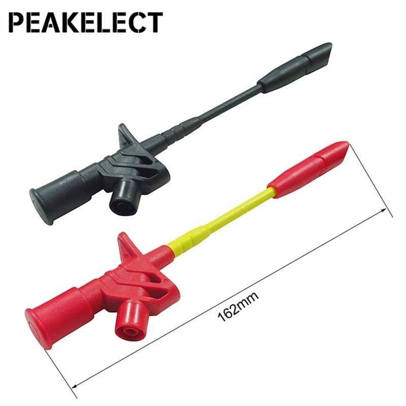 Peakelect P5005 2PCS Professional Piercing Needle Test Hook Clips Probe with 4mm Jack for Multimeter Electrical Testing 10A |