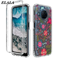 elala for nokia x100 clear phone case flower painted slim fit 2 in1 bumper back cover for nokia x100 shell shockproof coque