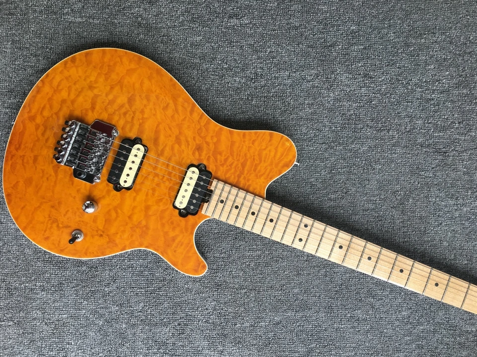 

Eddie Edward Van Halen Music Man orange quilted Maple Top Electric Guitar Floyd Rose Tremolo Bridge, Locking Nut