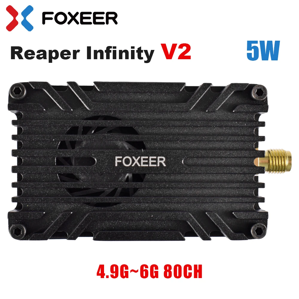 Foxeer 4 9 ~ 6G Reaper Infinity V2 5 Вт FPV VTX 80CH встроенный микрофон и вентилятор 9-36 в для дальнего