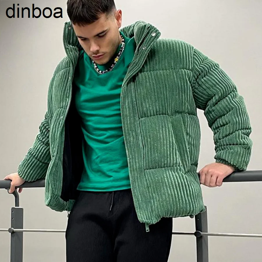 

New 2022 Y2k Autumn Winter Men's Green Corduroy Jacket Fashion Casual Bread Warm Jacket Thick Parker Cotton Corduroy Jacket Male