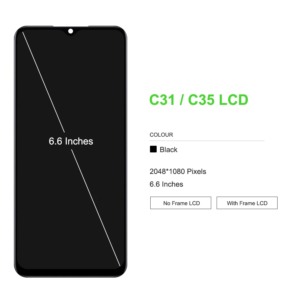 Фото Для OPPO Realme C35 RMX3511 ЖК-экран с сенсорной панелью и дигитайзером для Realme C31 ЖК-дисплей RMX3501 с рамкой №2