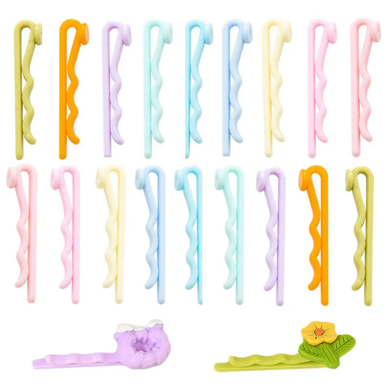 

50pcs/lot Cute Barrette Plastic Hair Clips Hairpins with Blank Disc Base for Handmade Hair Jewelry Making Kids Barrette Material