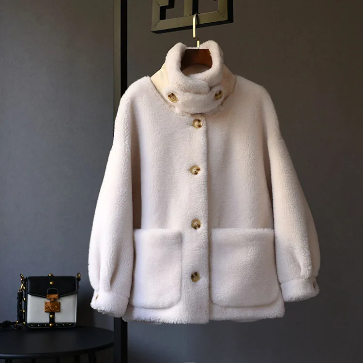 2022 Women's Winter Fashion Natural Lamb Fur Coats for Female Ladies Furry Genuine Lamb Fur Jackets Korean Style Streetwear C51