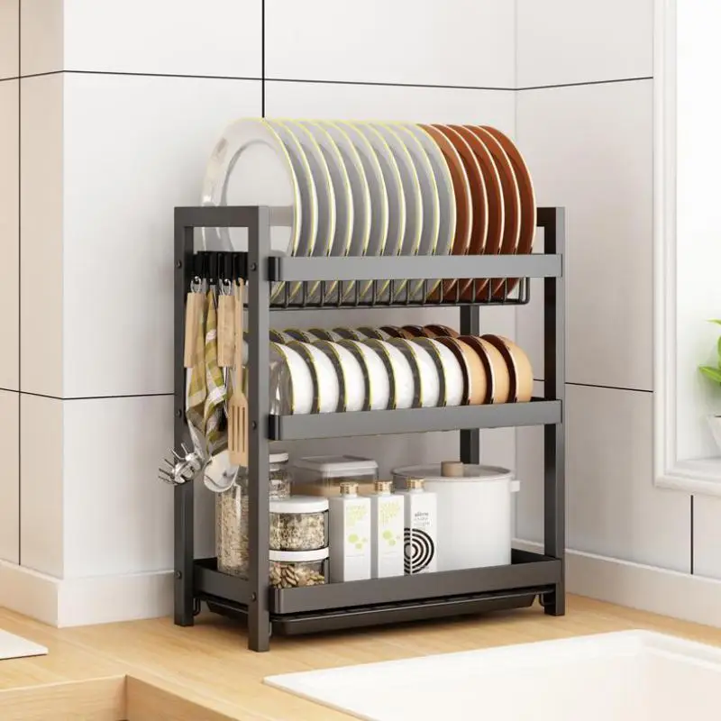 

2/3 Tiers Dish Drainer Glasses Holder Drying Rack with Tray Kitchen Sink Counter Organizer Storage Shelf Tableware Drainboard