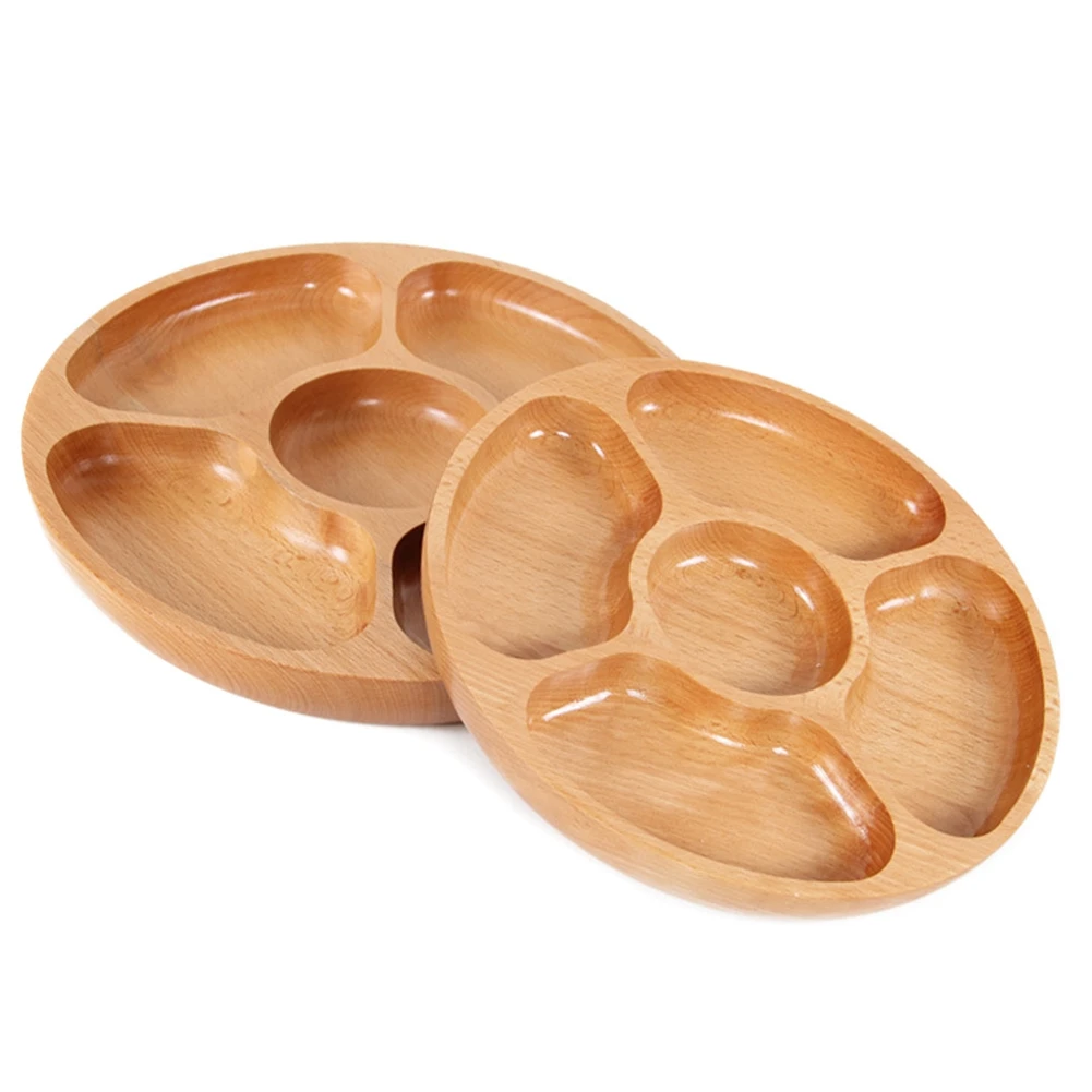 

Wooden Tea Platter Divided Serving Tray Japanese Style Wood Table Plate Nuts Snacks Food Storage Dish For Hotel Home