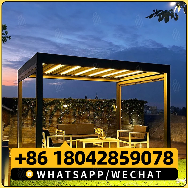 Отдельно стоящая ветрозащитная беседка 3 x 4 солнечный свет RGB современная