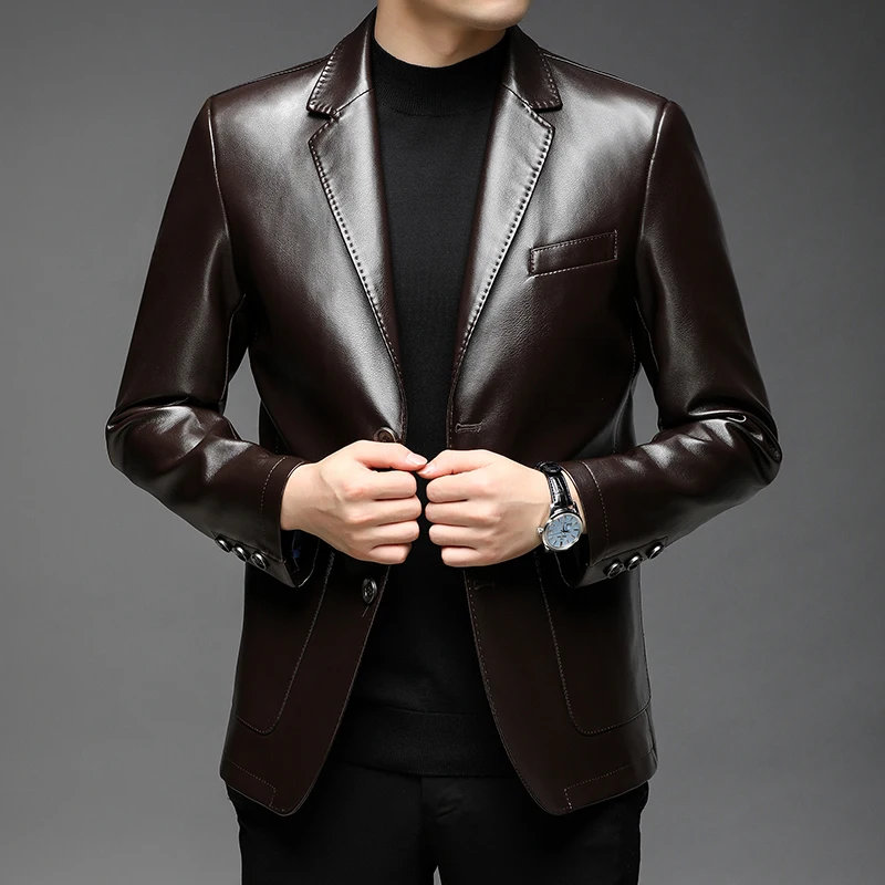 

Men's Smart Casual Classic Suit Fur Jacket 2022 New Spring and Autumn Men Slim Fit Biker Motorcycle Jacket Brand Clothing