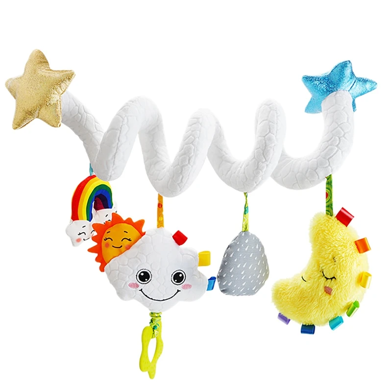 

Stroller Toys Bells And Clouds Around The Baby Crib Hanging Around The Stroller Filled With Spiral Safety Plush Toys A