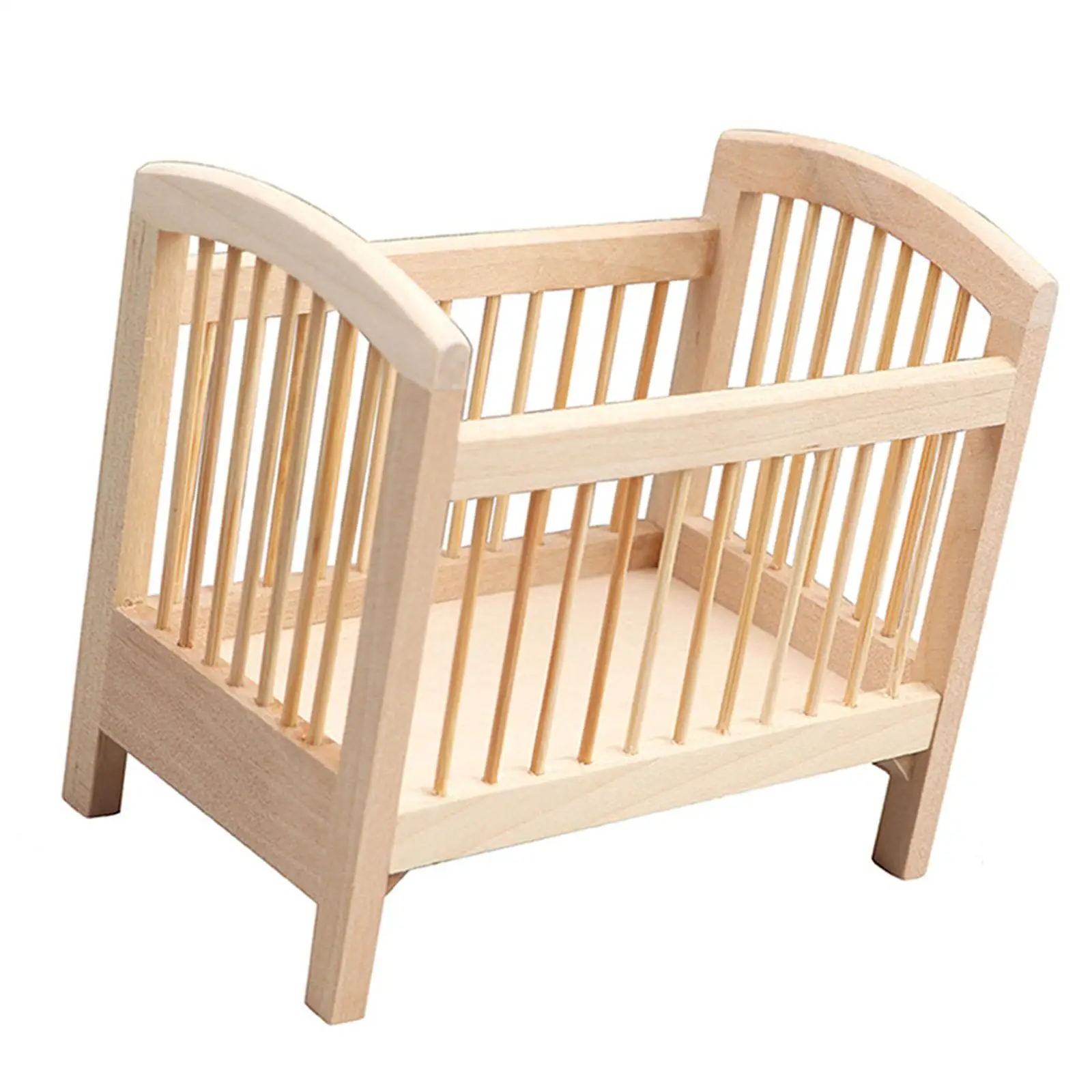 

1/12 Miniature Dollhouse Wooden Infant Bed Model Bedroom Scenery Supplies