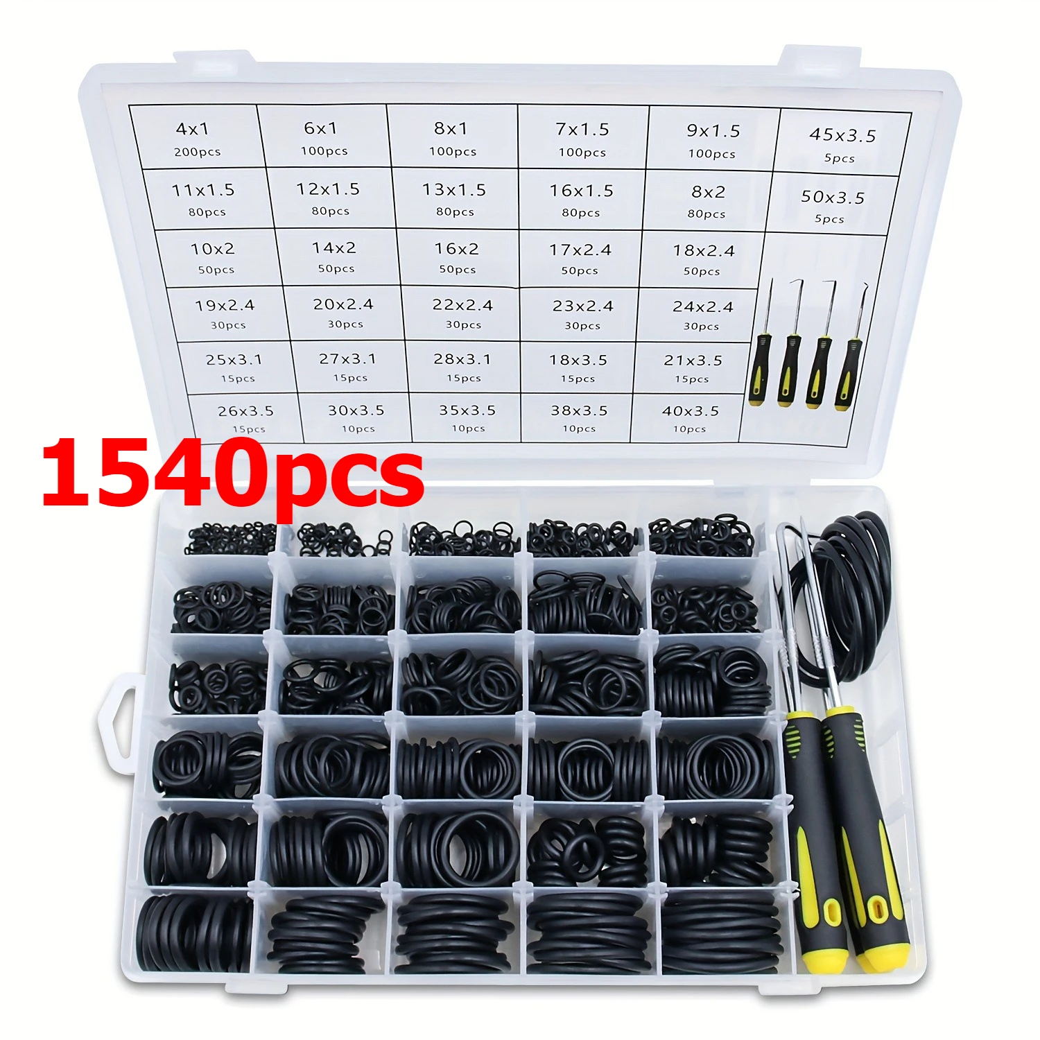 

1540 шт., комплект уплотнительных колец из черной резины + 4 отвертки, доступны трубы, авто и механические детали, маслостойкое кольцо, гидравлический цилиндр, море