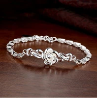 anglang elegant women fashion charm bracelets with rose design chain bracelet wedding jewelry accessories