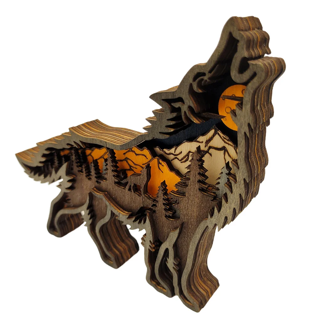 

1Pc Party Decoration Christmas Desk Ornament Wolf Figurines Wolf Statues and Figure Carving Statue