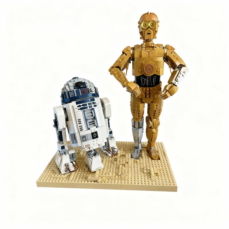 350 деталей MOC: Космическая битва, модели C3PO и R2D2, сборная модель для демонстрации, премиум-класс, конструктор, креативный подарок, коллекционный набор для сборки (art.: 3920dad3ac4e3) - 3920dad3ac4e3