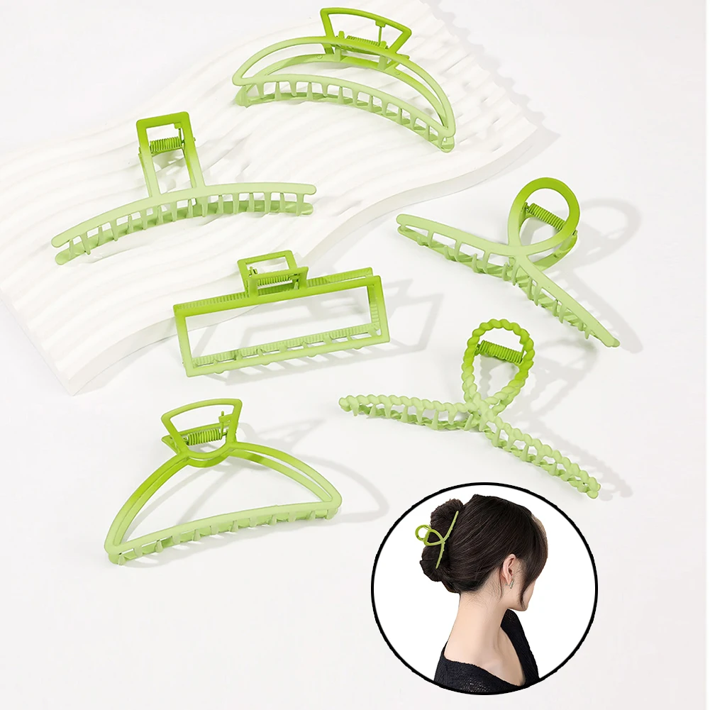

1Pcs New Summer Geometric Large Metal Hair Claw Clips Women Fashion Alloy Gradient Green Hairpin Hair Crab Accessories Headwear
