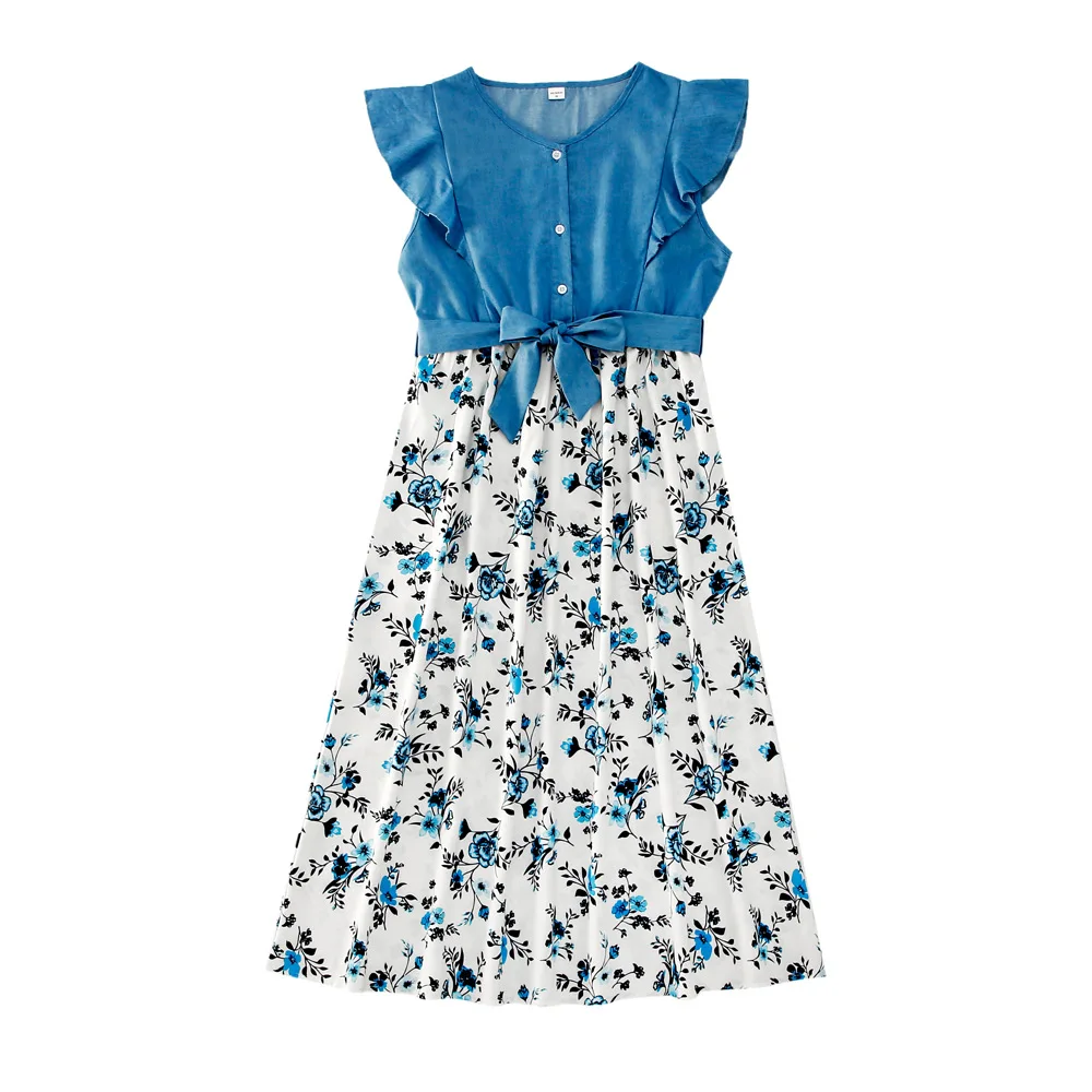 Хлопковая одежда для мамы и дочки детские комбинезоны семейный образ платье с