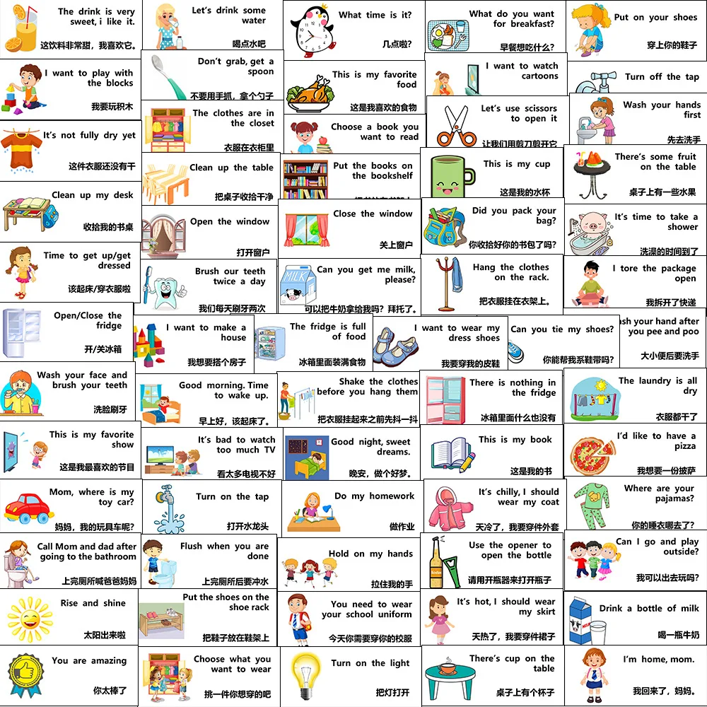 

10/65Pcs Children's Enlightenment English Sticker Toy Stickers DIY Waterproof Stickers for Laptop Phone Suitcase Book